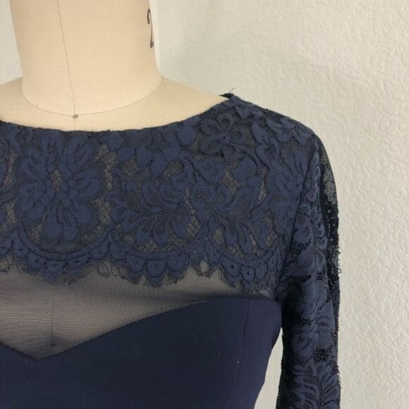 BA Nites Sheer Sweatheart Bust Lace Floral Ruched Evening Ball Floor Length Gown - Picture 3 of 11